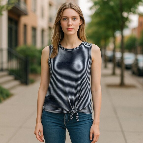 Banana Republic Ladies Sleeveless Striped Top - Picture 1 of 6